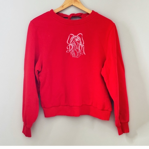 Damson Madder Sweatshirt Feminine Logo Self Tie Bow Back Red Worn In Look Size 8 - Picture 2 of 16